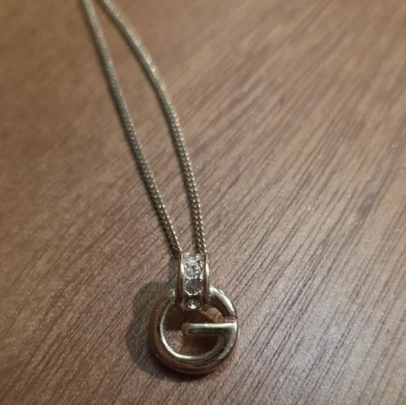 Vintage Givenchy Rhinestone G Necklace | 15.5 in - Picture 2 of 6